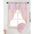 thumbnail image 2 of Swag Curtains, Spring Romantic Pink Peach Flowers Rod Pocket Kitchen Curtains Valances Tier Curtains Swag Valance Curtains for Bedroom Living Room 36" x 45", 2 Panels, 2 of 6