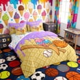 thumbnail image 2 of Erosebridal Pastel Ice Cream Baseball Bat Print Twin Bedding Sets, Cute Sports Bedding Comforter Set for Kids Boys and Girls, Colorful Stars Reversible 7-Piece, 2 of 6