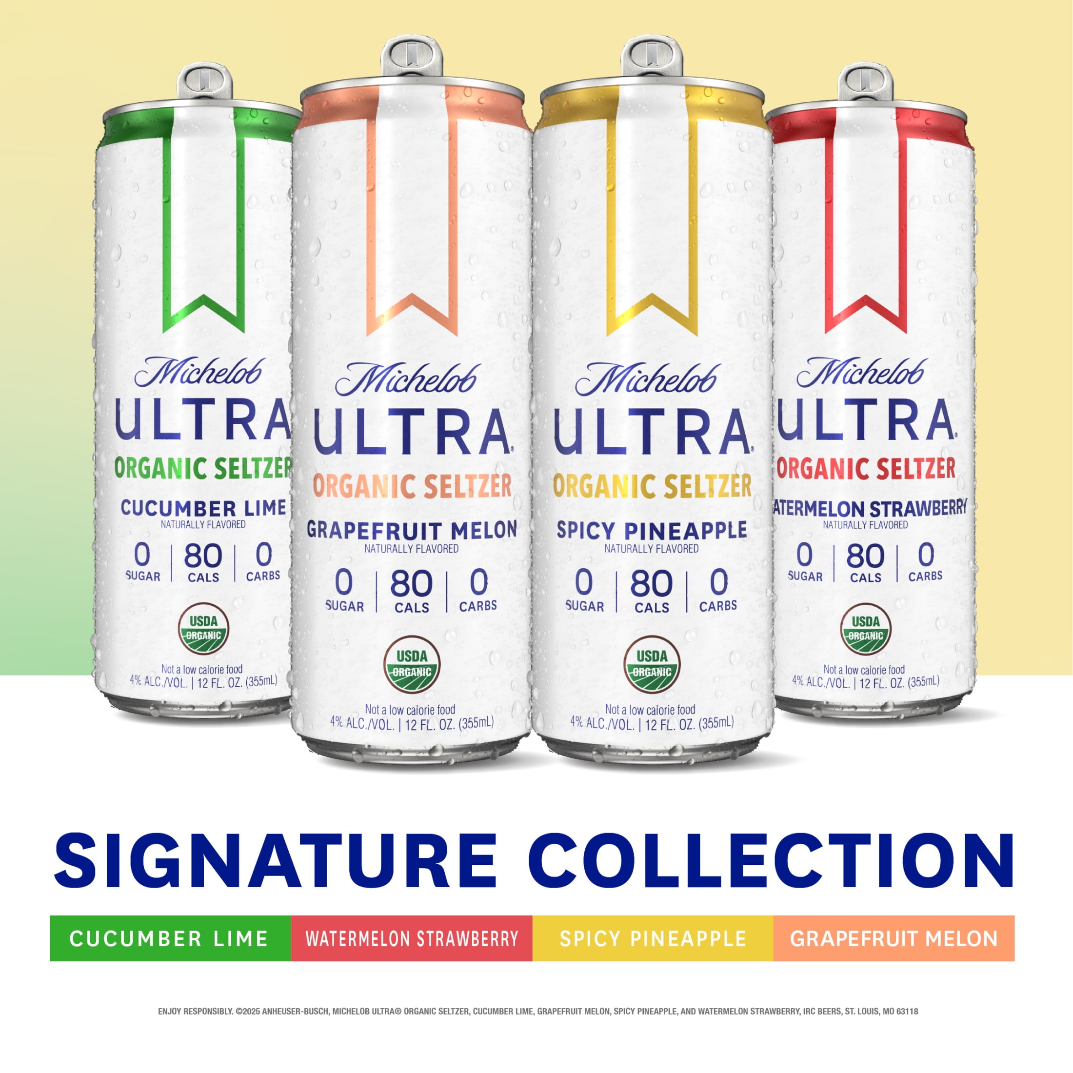 Michelob ULTRA Organic Hard Seltzer, Variety Pack, 12 Pack, 12 fl oz Slim Aluminum Cans 4% ABV