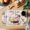 thumbnail image 2 of Easter Placemats Set of 8 Watercolor Eggs Floral Botanical Butterfly Pink Plaid Place Mats Indoor Wipeable Table Mats Washable Dining Table Placemats for Kitchen Holiday Party Home Decor 13x19 Inch, 2 of 9