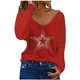 thumbnail image 1 of Camiseta de manga larga con cuello en V para mujer a la moda, blusa suelta con estampado de otoño Fridja  bvmnju4529, 1 of 5