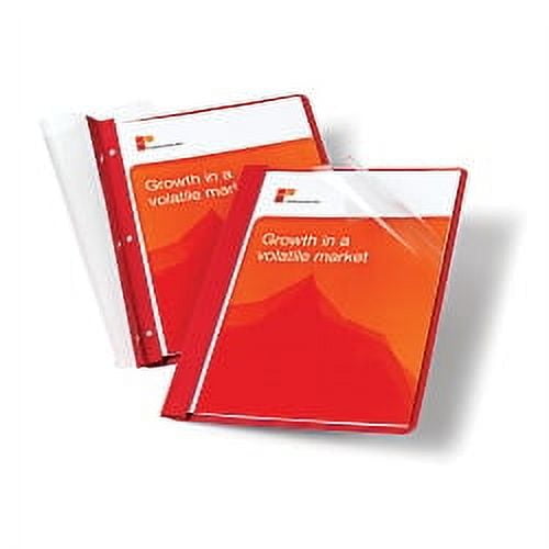 Office Depot Leatherette Clear-Front Report Covers, Red, Pack Of 10, OD55881