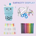 thumbnail image 2 of Cute Pencil Case, Standing Pen Holder Telescopic Small Pencil Case Preppy Pencil Pouch Pop Up Cosmetic Makeup Bag for Student Teen,Blue, 2 of 5