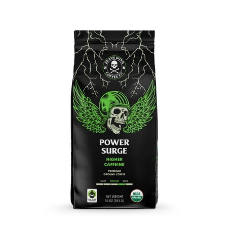 Death Wish Coffee, Organic and Fair Trade, Power Surge, High Caffeine, Ground Coffee, 10 oz Bag