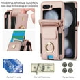 thumbnail image 2 of for Samsung Galaxy Z Flip 7 Wallet Case Crossbody, PU Leather Zipper Handbag Purse Flip Cover, Back Card Slots, Adjustable Shoulder Strap, Finger Ring Stand for Samsung Galaxy Z Flip 7, Rosegold, 2 of 8