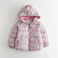 thumbnail image 2 of Alkepwun Kids Coats Girls Adorable Floral Print Full-Zip Hooded Pockets Short Puffy Bread Coat Elastic Cuffs Windproof Warmth Cozy Outerwear Outdoor Skiing Cycling Cold-Resistant Jacket for Age 3-10, 2 of 9