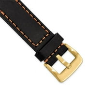 Finest Gold Gilden 24 mm Black with Stitch Sport Calfskin with IP-Plated Buckle Watch Band