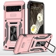 thumbnail image 1 of KOMI Case for Google Pixel 9/ 9Pro/ 9ProXL, Ring Holder Case with Magnetic, Lens Sliding Push Window Phone Case Slim Shock Protection (Pink, 9Pro), 1 of 5