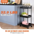 thumbnail image 2 of Vevor DGNTCHS3CLKS8GBENV0 3-Tier Rolling Utility Kitchen Cart, Black, 2 of 3