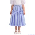 thumbnail image 2 of Fozruso Girls Ruffle Midi A-Line Skirts, Casual Floral Lace Tiered Skirt For Toddlers and Kids School Casual Wear(Blue), 2 of 7