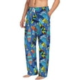 thumbnail image 2 of Uemuo Hawaiian Style Pattern Men's Wide Leg Palazzo Lounge Pants with Pockets Light Weight Loose Comfy Casual Pajama Pants-Medium, 2 of 9