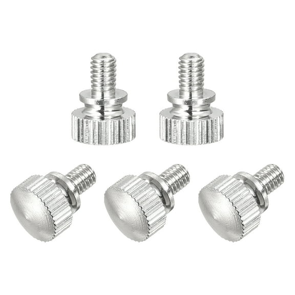 Uxcell 5Pcs M4x6mm Knurled Thumb Screws, Brass Nickel Plated Shoulder Bolts Grip Knobs Fasteners for Electronic, Mechanical, Nickel White