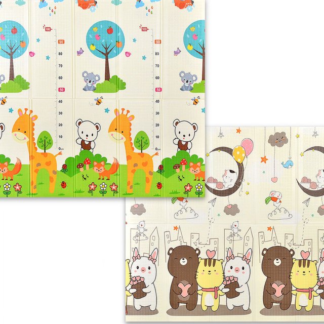 Alfombra de juego para bebé, gruesa, evita resbalones, elástica, manos libres, plegable, alfombrilla para gatear para bebés, ciervo alto, buen amigo, plegable, 180x200x1cm/70,9x78,7x0,4 pulgadas