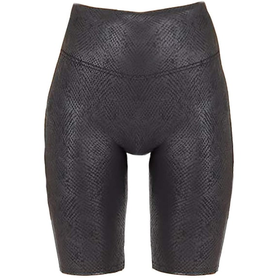 SPANX Women's Faux Leather Bike Shorts Metallic Snake (XS)