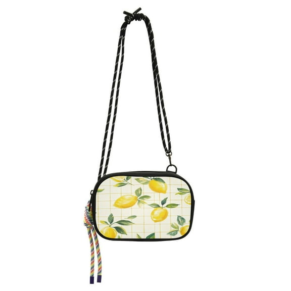 Stylish Crossbody Phone Bag Purse Handbags Adjustable Strap, Compact Design for Essentials Lemons and Leaves