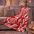thumbnail image 6 of Playful Red White Candy Swirl Pattern Glossy Realistic, Festive Holiday Scene, Warm Flannel Blanket for Living Room and Family Room, Art Lovers Housewarming Gift, Festive Home Decor, 6 of 9