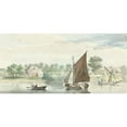 thumbnail image 2 of Aert Schouman 24x13 Black Ornate Framed Double Matted Museum Art Print Titled: Sailing Ship on the Beneden Merwede at the Papendrechtse Dijk (1729), 2 of 5