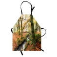 thumbnail image 1 of Woodland Apron Misty Autumn Woodland Stream at Golitha Falls on Bodmin Moor in Cornwall, Unisex Kitchen Bib Apron with Adjustable Neck for Cooking Baking Gardening, Orange Green Yellow, by Ambesonne, 1 of 3