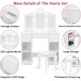 thumbnail image 4 of EDTara Dressing Table and Chair Set for Kids with tri-fold Mirror and Drawers - Dressing Table and Chair Set for Girls - Dressing Table Set with Mirror, 4 of 5