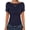 Navy Blue, variant on Women Boat Neck Tops Short Sleeve T-Shirts Ribbed Knit Tight Fitted Basic Tees Shirts 2026 Summer Clothes Navy Blue X-Large