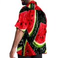 thumbnail image 3 of Watermelon Men's Short Sleeve Button Down Beach Shirts, Casual Printed Summer Unisex Tops, 3 of 6