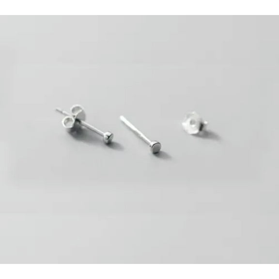 K-KED Genuine 925 Sterling Silver Solid 2mm Tiny Round Stud Earrings Ear Piercing-Silver