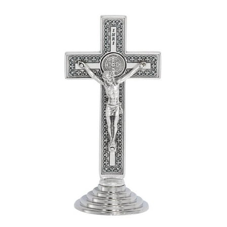 Mcvan 119-23 3.5 in. Silver Ox Stan St. Benedict Standing Crucifix - Boxed