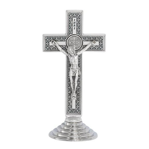 Mcvan 119-23 3.5 in. Silver Ox Stan St. Benedict Standing Crucifix - Boxed