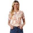 thumbnail image 1 of Blusa De Manga Corta Con Volantes Y Cuello Peter Pan Floral Para Mujer Blanco Rosa XS, 1 of 5