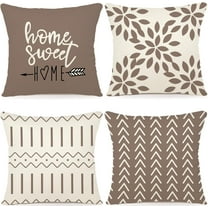 Pillow Covers 16x16 Set of 4, Modern Sofa Throw Pillow Cover, Decorative Outdoor Linen Fabric Pillow Case for Couch Bed Car, Khaki