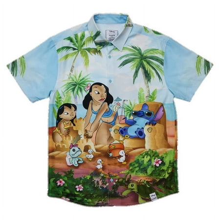 Loungefly Disney Lilo And Stitch Beach Scene Camp Shirt M-Medium