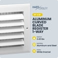 thumbnail image 2 of Hart & Cooley 12" x 12" Aluminum Curved Blade Register, Multi-Shutter Damper, 1-Way, White, 2 of 8