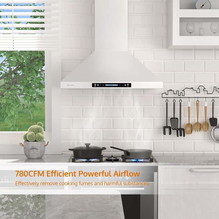 HisoHu Wall Mount Kitchen Hood Range Hoods with Ducted/Ductless Convertible  Duct, 36 Inch 780 CFM Stainless Steel Vent Hood, 4 Speed Gesture Sensing Exhaust  Hood with Dimmable LED lights(A02-36) - Walmart.com