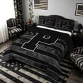 thumbnail image 3 of Meiyoeat Grunge Us Flag Letter P Full Size Comforter Sets 3-Piece for Men Adults,Classic Alphabet Bedding Comforter Set,Black Gray White,1 Comforter and 2 Pillowcases, 3 of 6
