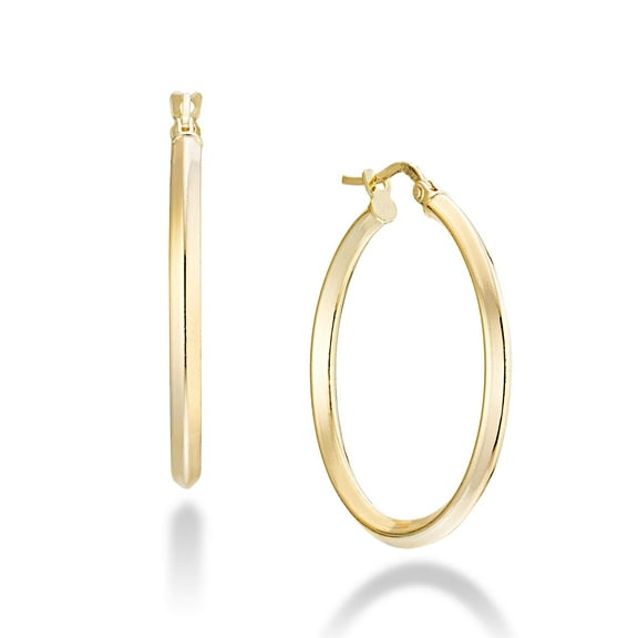 Miabella 18K Gold Over 925 Sterling Silver 2.5mm High Polished Knife Edge Hoop Earrings for Women Made in Italy (30mm (1 3/16 Inch))