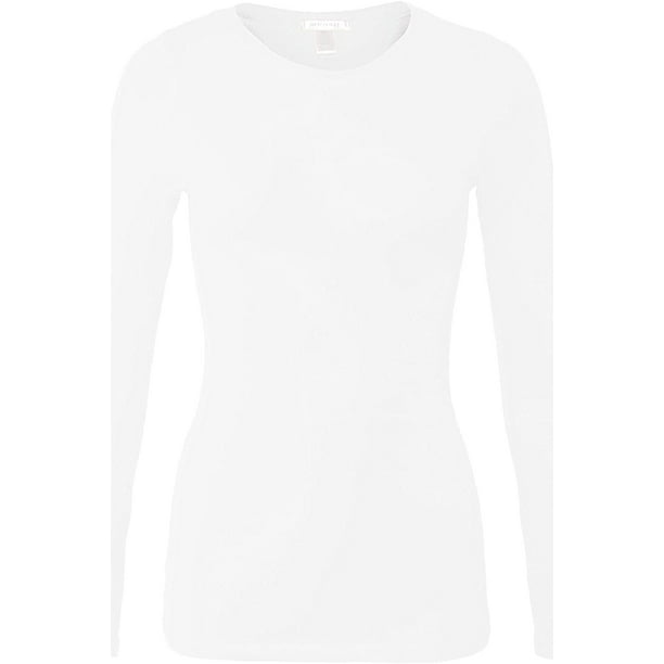 Bozzolo Women's Basic Round Neck Warm Soft Stretchy Long Sleeves T Shirt 