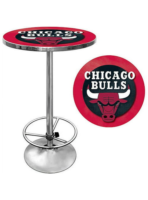 Chicago Bulls Logo Bar Table with Adjustable Footrest and Acrylic Top