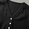 thumbnail image 7 of ClodeEU Women's Linen Blend V Neck Short Sleeve Blouse,Casual Loose Fit Summer Shirt Black,Women's Plus S, 7 of 7