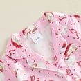 thumbnail image 6 of Cjfdfy Newborn Baby Girls Boy Satin Christmas Pajamas Clothes Santa Bow Print Long Sleeve Fuzzy Trim Button Jumpsuit Cute My First Christmas Fall Winter Sleepwear 0-18M, 6 of 9
