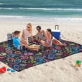 thumbnail image 5 of Neon Skull Star Sausage Extra Large Picnic Beach Blanket Waterproof Sand Proof Portable Outdoor Mat 80x118, 5 of 9