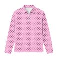 thumbnail image 4 of hotojiny Girls Long Sleeve Shirt Half Zip Collar Polka Dot Print Casual Loose Pullover Sports Top for Fall Winter(Hot Pink,12-13 Years), 4 of 7