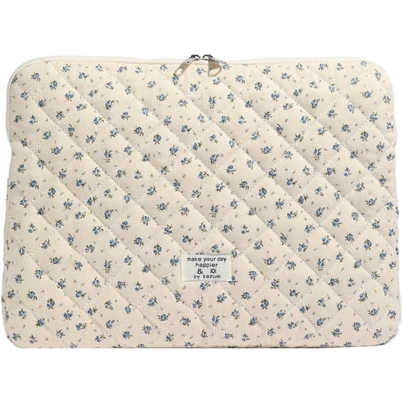 GASTROPOD Cute Laptop Sleeve 13-15 Inch Laptop Accessories Aesthetic Quilted Computer Bag with Flower Puffy Printing for Macbook Laptop Sleeve 15 Inch