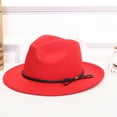thumbnail image 2 of Mifelio Fedora Hats for Women, Women's Crushable Wool Outback Hat Panama Hat Wide Brim with Belt Vintage Womens Hats Red, 2 of 2