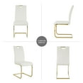 thumbnail image 5 of Modern Dining Chairs Set of 4, PU Faux Leather High Back Upholstered Side Chairs with Gold Metal Frame and Thickened Padded Seat for Kitchen Living Room Dinner Room, White, 5 of 5