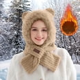 thumbnail image 2 of CHAYERL Cute Ears 2 In 1 Hat And Scarf Integrated Ear Windproof Cap Scarf Winter Hat Scarf Set for Women, 2 of 5