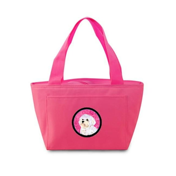 Pink Maltese Zippered Insulated School Washable And Stylish Lunch Bag Cooler