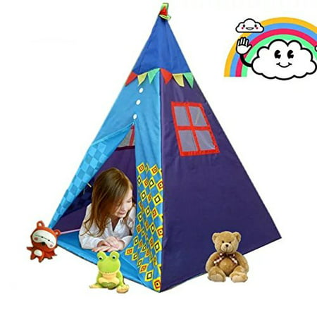 Indian Teepee Kids Tent,Children Indoor Outdoor Teepee Play Tent with LED Lantern Lights,Foldable Play Tent For Camping, Family Photograph and Birthday (Best Family Tent Australia)