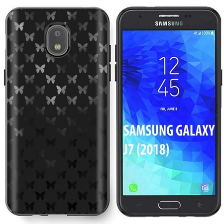 [SkinGuardz] Samsung Galaxy (J7 2018)/J7 Aero/J7 Refine/J7 Star/J737/J7 V 2nd Gen [Black] Slim Case [Black Butterfly
