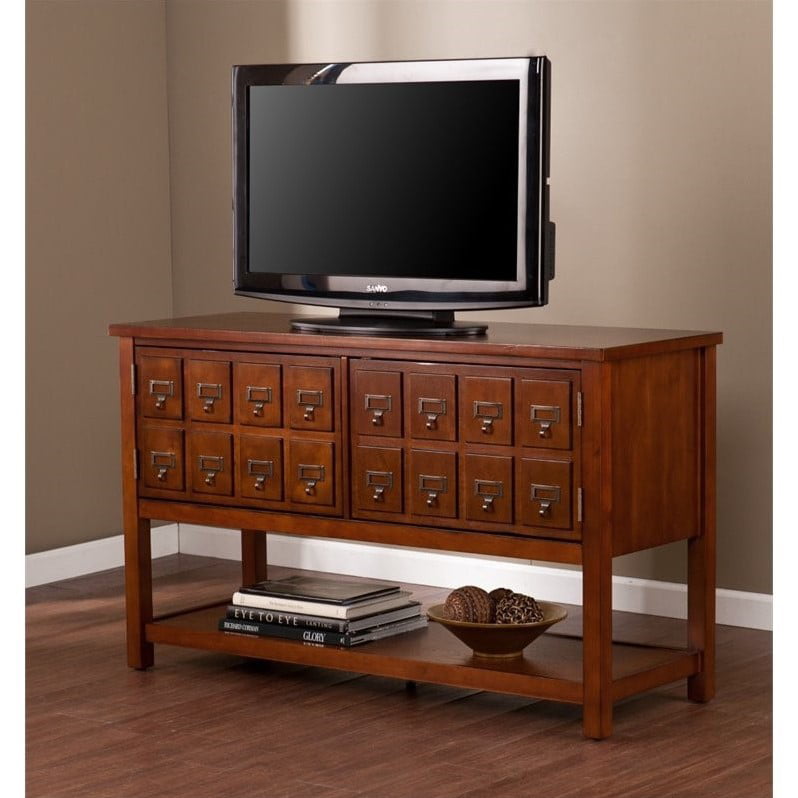 Southern Enterprises 50 Apothecary Tv Stand In Brown Mahogany