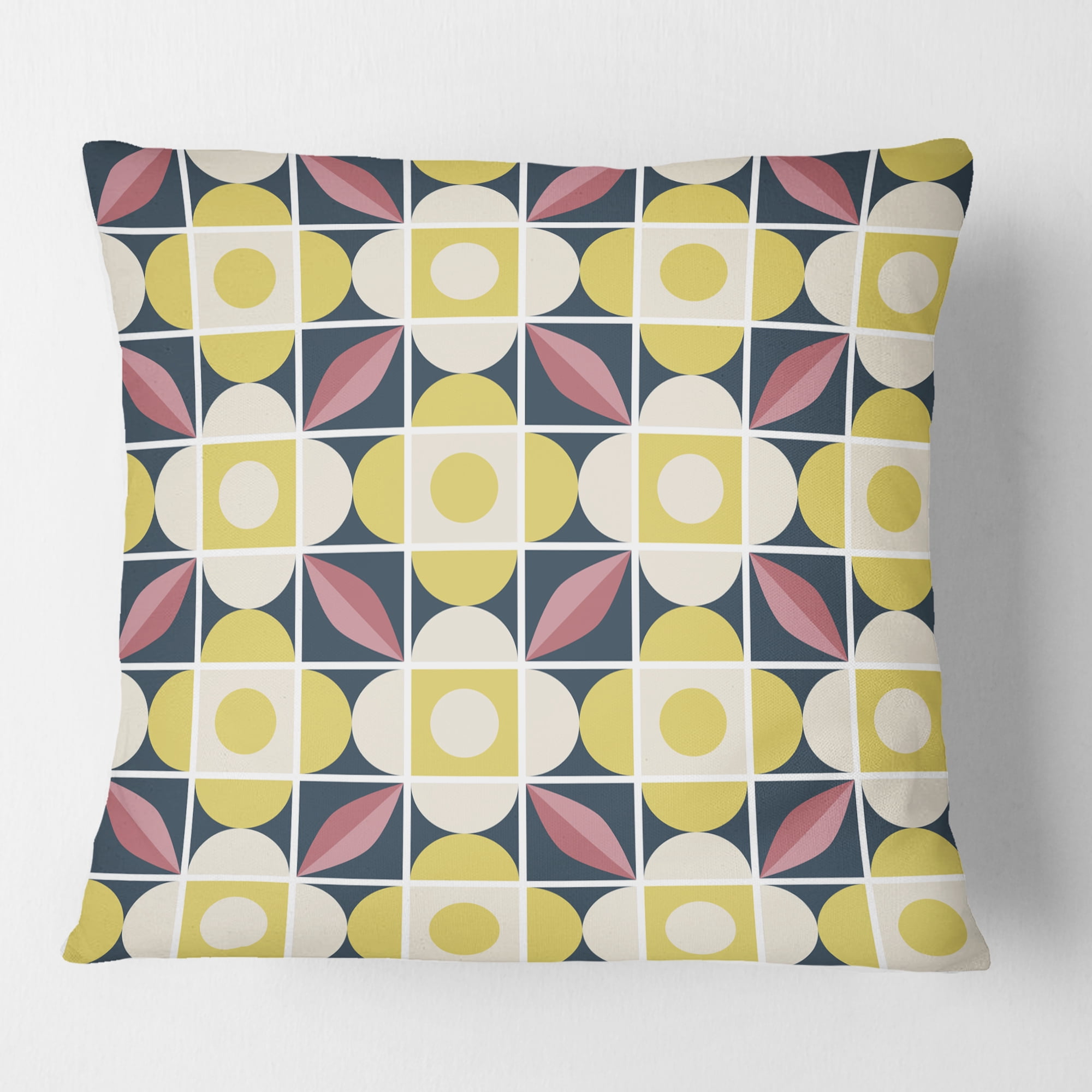 Designart retro pattern in mosaic style' Mid-Century Modern Throw Pillow - 18x18